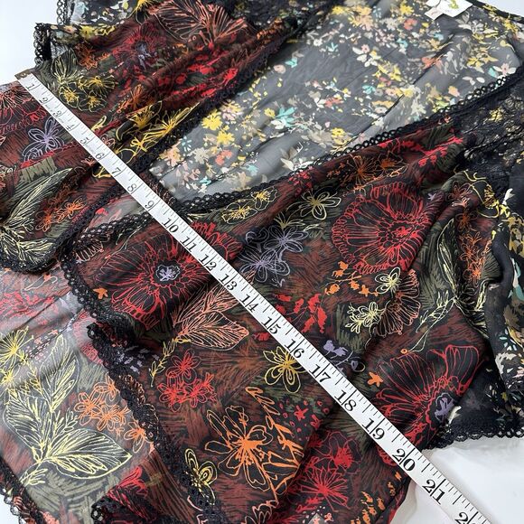 Fig And Flower Sheer Cardigan Top L Black Floral Flutter Sleeve Whimsigoth Fairy - Picture 11 of 14